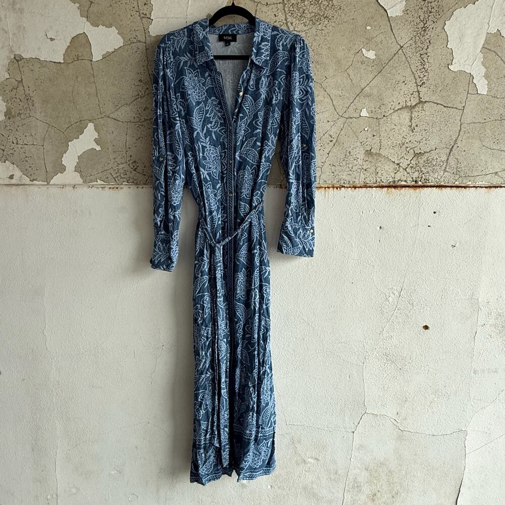 MSK Teal Patterned Maxi Dress